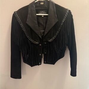 Black Fringe Leather Jacket